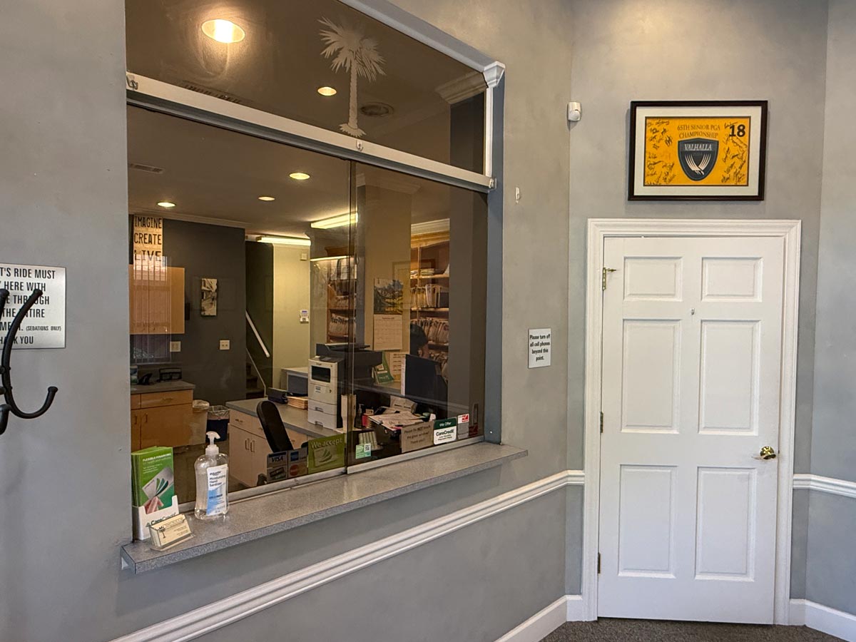 reception window at Rollar Oral Surgery in Conway, SC